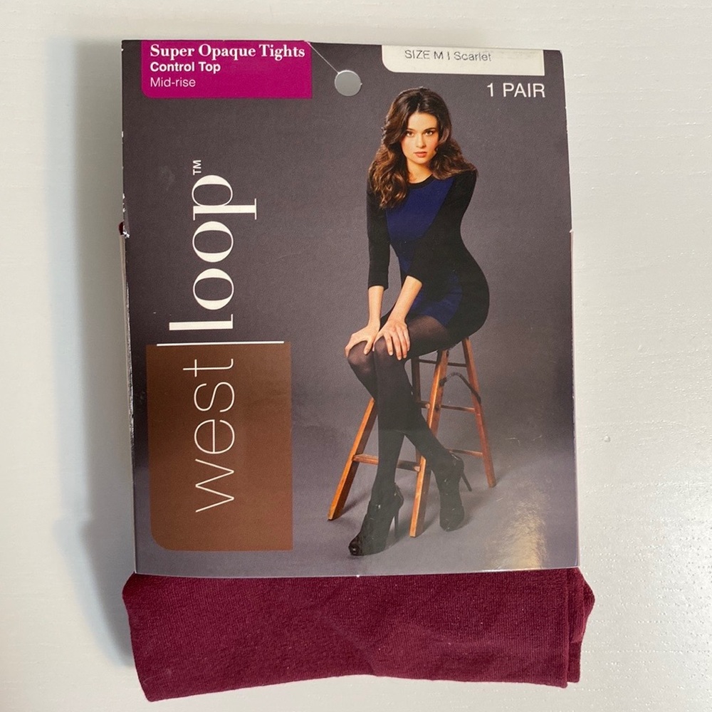 West Loop Scarlet Opaque Control Top Tights Size M